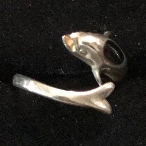 Vintage Wrap around Dolphin Sterling Silver Ring